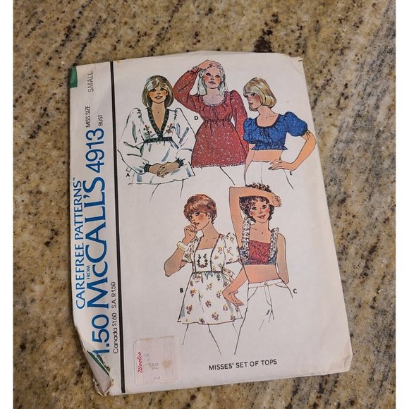 McCall's | Tops | New Vtg 7s Mccalls Pattern 493 Sz 10 12 Five Tops ...